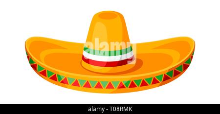 Mexican sombrero illustration of traditional hat. Stock Vector