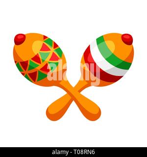 Illustration of two mexican decorated maracas. Stock Vector