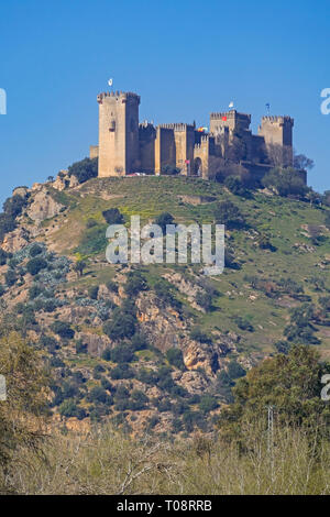 Almodovar del Rio, Cordoba Province, Spain.  Almodovar castle.  Founded as a Roman fort it developed into its present form during the Moorish era.  It Stock Photo