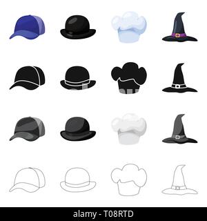 Vector design of clothing and cap logo. Collection of clothing and beret stock vector illustration. Stock Vector