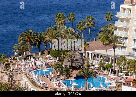 Hotel and pool resort on the Atlantic coast at Taurito, Gran Canaria, Canary Islands Stock Photo