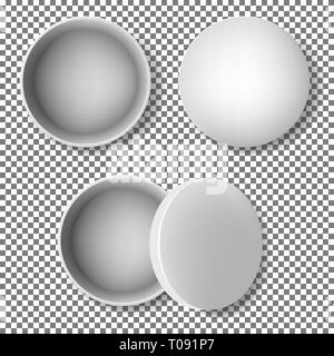 open round metal box Stock Vector