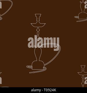 Hookah pattern seamless with line art style. Vector illustration. Stock Vector