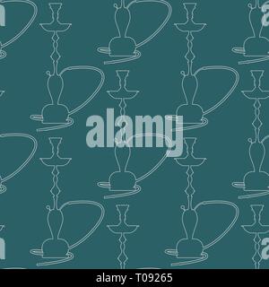 Hookah pattern seamless with line art style. Vector illustration. Stock Vector