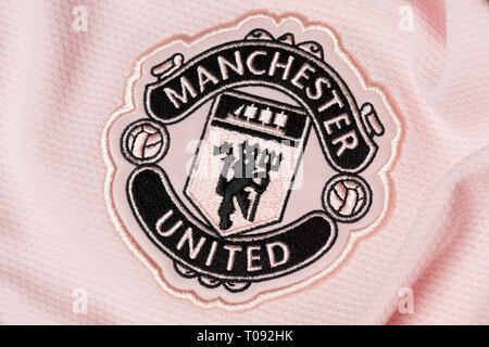 Close up of the 2018/19 Manchester United Away Kit. Stock Photo