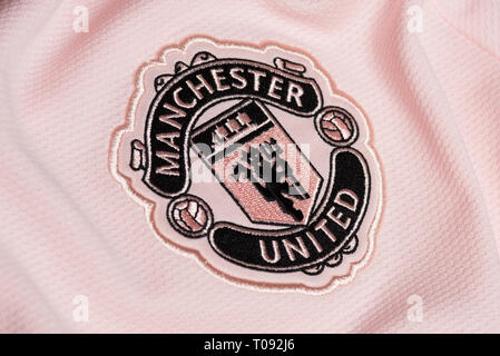 Close up of the 2018/19 Manchester United Away Kit. Stock Photo