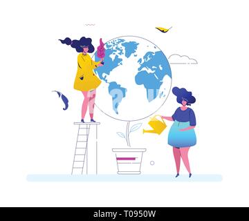 Save the planet - colorful flat design style illustration Stock Vector