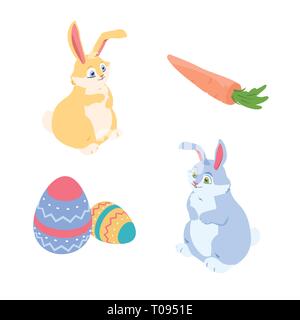 Happy Easter - a set of colorful isometric elements Stock Vector