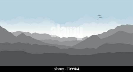 mountain view landscape with cloudy sky vector illustration EPS10 Stock Vector