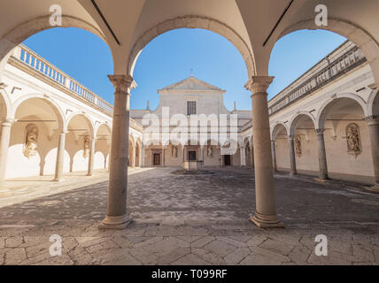 Montecassino (Italy) - The Montecassino Abbey, on Cassino city province of Frosinone, is the first house of the Benedictine catholic Order Stock Photo