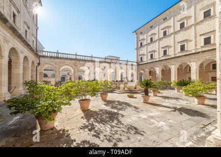 Montecassino (Italy) - The Montecassino Abbey, on Cassino city province of Frosinone, is the first house of the Benedictine catholic Order Stock Photo