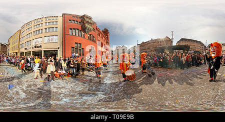 360 degree panoramic view of Carnival in Basel on Monday, also called Cortege