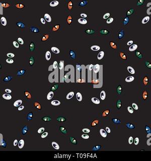 Halloween seamless pattern. spooky eyes in the dark background . 10 eps Stock Vector