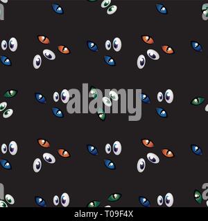seamless pattern with Eyes in the dark. Halloween horror eyes 10 eps Stock Vector