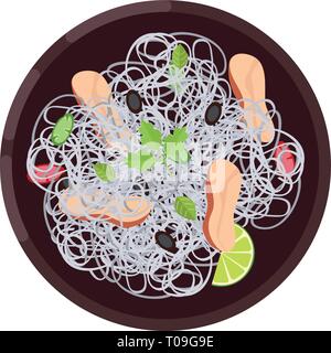 Menu concept. Dinner menu. Soup in flat style. Vector illustration. Stock Vector