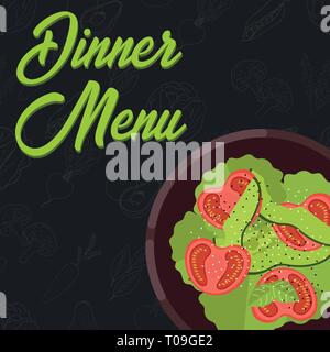 Menu concept. Dinner menu. Soup in flat style. Vector illustration. Stock Vector