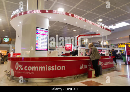 Bureau de Change office operated by Moneycorp; North Terminal, Gatwick airport. London. UK. (104) Stock Photo