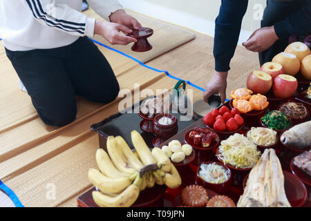 Jesa or Charye held on holiday and ancestor's death anniversary, commemorative rites or ceremony for ancestors in Korea Stock Photo