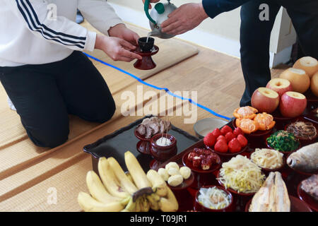 Jesa or Charye held on holiday and ancestor's death anniversary, commemorative rites or ceremony for ancestors in Korea Stock Photo