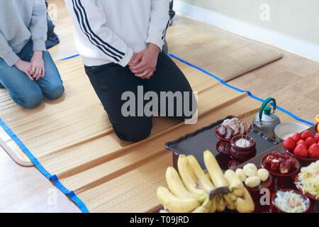 Jesa or Charye held on holiday and ancestor's death anniversary, commemorative rites or ceremony for ancestors in Korea Stock Photo