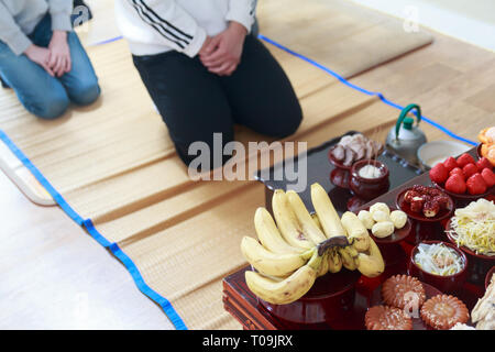 Jesa or Charye held on holiday and ancestor's death anniversary, commemorative rites or ceremony for ancestors in Korea Stock Photo