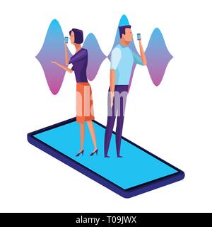 People using voice recognition Stock Vector