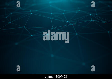 Data technology, abstract global network. Global connecting, network connection dots and lines on blue background. Transfer of big data consisting of  Stock Photo