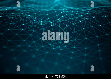 Data technology, abstract global network. Global connecting, network connection dots and lines on blue background. Transfer of big data consisting of  Stock Photo