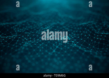 Data technology, abstract global network. Global connecting, network connection dots and lines on blue background. Transfer of big data consisting of  Stock Photo