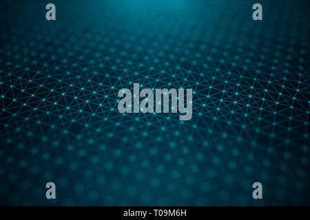 Data technology, abstract global network. Global connecting, network connection dots and lines on blue background. Transfer of big data consisting of  Stock Photo