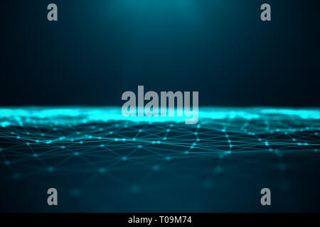 Data technology, abstract global network. Global connecting, network connection dots and lines on blue background. Transfer of big data consisting of  Stock Photo