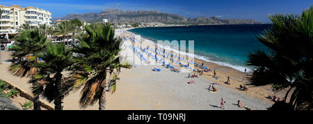 The Promenade and beach, coastal town of Albir town, Mediterranean Sea, Costa Blanca, Spain, Europe Stock Photo