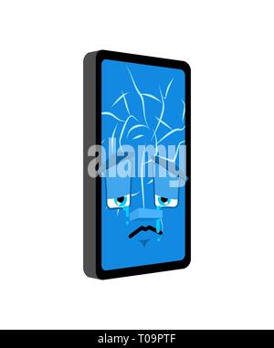 Sick phone Broken smartphone cracked screen isolated. Vector illustration   Stock Vector