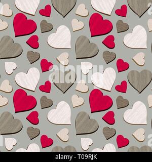 Texured hearts seamless pattern background Stock Vector