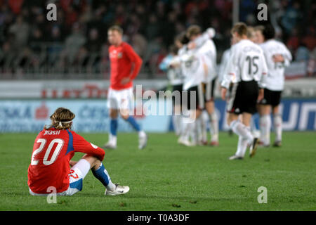 March 24, 2007 - Prague, Czech republic - Euro 2008 group D qualifying match between Czech Republic and Germany, 1:2, Toyota arena in Prague, 24 March 2007, CZE. Jaroslav Plasil (L) of Czech republic after in the Euro2008 Qualifier match between Czech Republic and Germany at Toyota Arena. Other teams in group D are Ireland, Slovakia, Cyprus, Wales and San Marino..Photo Slavek Ruta (Credit Image: © Slavek Ruta/ZUMA Wire) Stock Photo