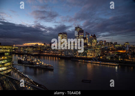 London, UK. 18th Mar 2019. Night scenery of Old Billingsgate and Tower of London. Credit: Gary Mitchell, GMP Media/Alamy Live News Stock Photo