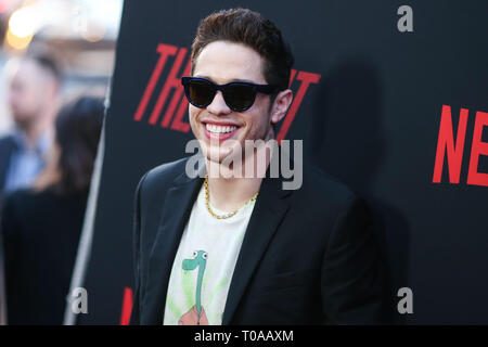 Hollywood, United States. 18th Mar, 2019. HOLLYWOOD, LOS ANGELES, CA, USA - MARCH 18: Comedian Pete Davidson arrives at the Los Angeles Premiere Of Netflix's 'The Dirt' held at ArcLight Cinemas Hollywood on March 18, 2019 in Hollywood, Los Angeles, California, United States. (Photo by Xavier Collin/Image Press Agency) Credit: Image Press Agency/Alamy Live News Stock Photo