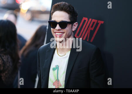 Hollywood, United States. 18th Mar, 2019. HOLLYWOOD, LOS ANGELES, CA, USA - MARCH 18: Comedian Pete Davidson arrives at the Los Angeles Premiere Of Netflix's 'The Dirt' held at ArcLight Cinemas Hollywood on March 18, 2019 in Hollywood, Los Angeles, California, United States. (Photo by Xavier Collin/Image Press Agency) Credit: Image Press Agency/Alamy Live News Stock Photo