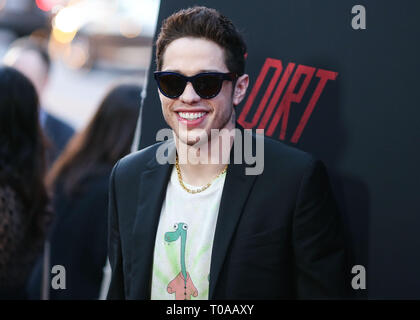 Hollywood, United States. 18th Mar, 2019. HOLLYWOOD, LOS ANGELES, CA, USA - MARCH 18: Comedian Pete Davidson arrives at the Los Angeles Premiere Of Netflix's 'The Dirt' held at ArcLight Cinemas Hollywood on March 18, 2019 in Hollywood, Los Angeles, California, United States. (Photo by Xavier Collin/Image Press Agency) Credit: Image Press Agency/Alamy Live News Stock Photo