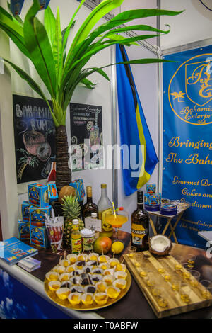 London, UK. 19th Mar, 2019. The International Food and Drink Event is the celebration of more than 1350 innovative, global and cutting edge food and drink manufacturers, all under one roof to take you through a journey of the senses, as it allows you to see, taste, smell, touch and hearing yourself to go wow, as the quality of the products reach your tongue Credit: Paul Quezada-Neiman/Ģ����ý Live News Stock Photo