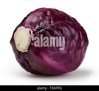 Red cabbage isolated on white background with clipping path Stock Photo