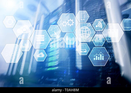 Technology infrastructure cloud technology and communication. Servers room Stock Photo