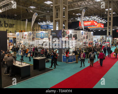 The Photography Show, Birmingham, UK, March, 17, 2019: The main show floor at The Photography Show in Birmingham with attendees milling around the var Stock Photo