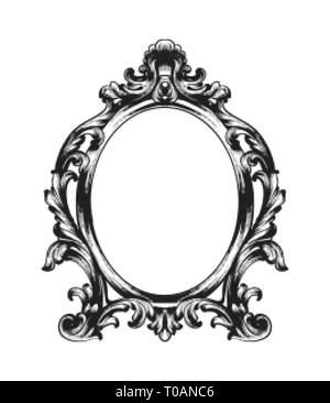 Baroque Mirror frame. Vector French Luxury rich intricate ornaments. Victorian Royal Style decor Stock Vector