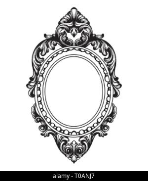 Baroque Mirror frame. Vector French Luxury rich intricate ornaments. Victorian Royal Style decor Stock Vector