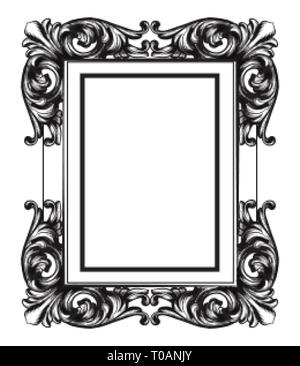 Baroque Mirror frame. Vector French Luxury rich intricate ornaments. Victorian Royal Style decor Stock Vector