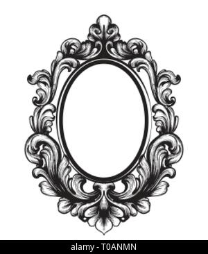 Baroque Mirror frame. Vector French Luxury rich intricate ornaments. Victorian Royal Style decor Stock Vector