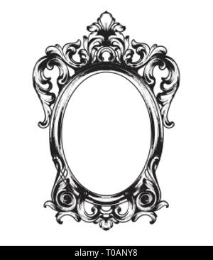 Baroque Mirror frame. Vector French Luxury rich intricate ornaments. Victorian Royal Style decor Stock Vector