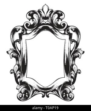 Baroque Mirror frame. Vector French Luxury rich intricate ornaments. Victorian Royal Style decor Stock Vector