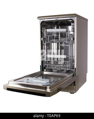 Dishwasher machine isolated on a white background Stock Photo